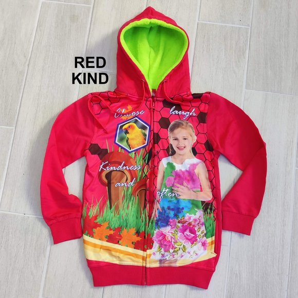 Kids Zip Up Hoodies, NWOT, sizes 1 to 10, cute prints - Picture 9 of 16